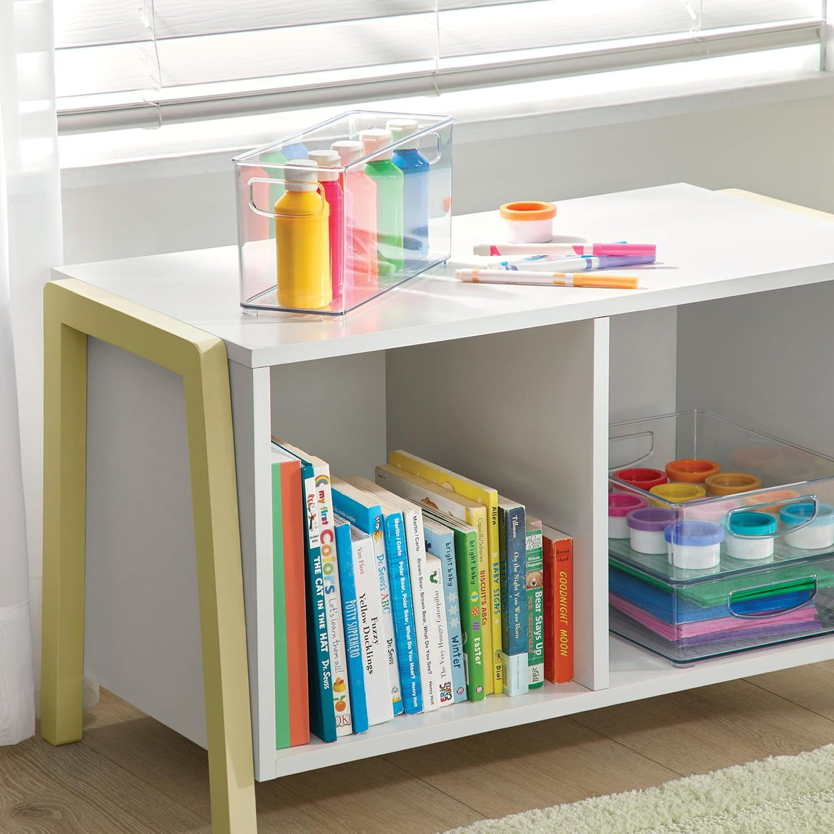 iDesign Slim Clear Plastic Stackable Storage Bin, Tall Narrow, 4-Pack
