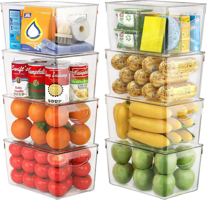 theaoo Large Clear Storage Bins with Lids, Stackable Containers, 8 Pack