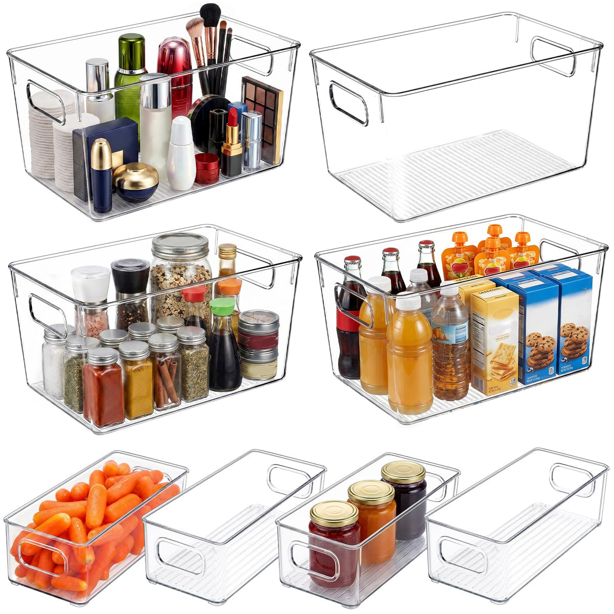 10 Pack Refrigerator Pantry Organizer Bins with Lids, Fridge Organizer Bins