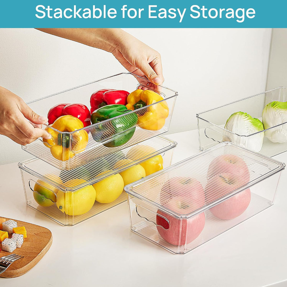 Vtopmart 8pcs Clear Stackable Storage Bins with Lids