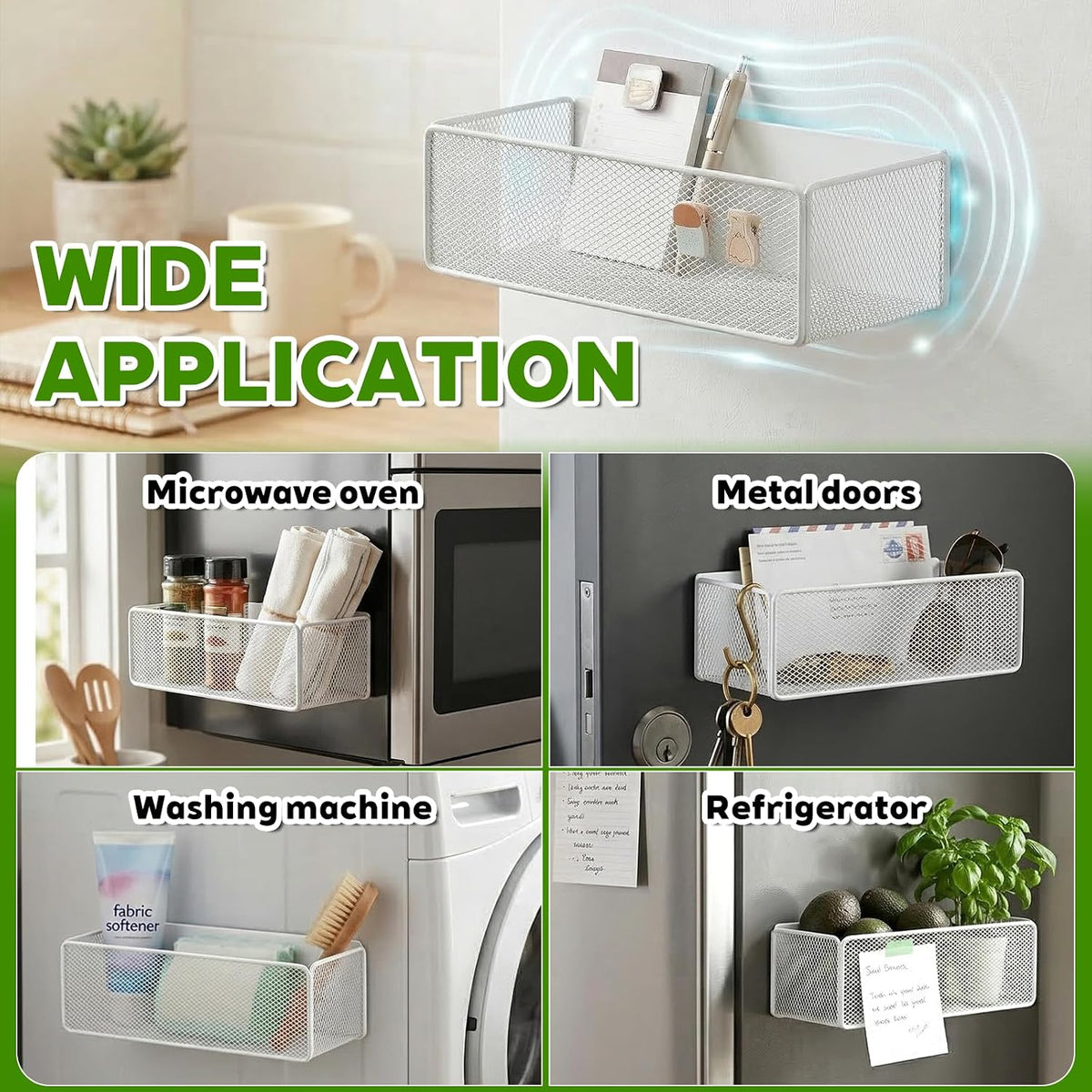 2 Pcs Magnetic Basket For Fridge