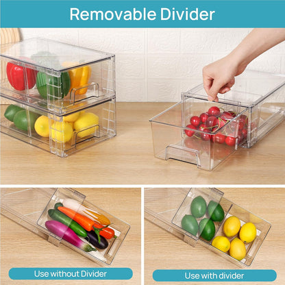 Vtopmart 4 Pack Stackable Clear Drawer with Dividers