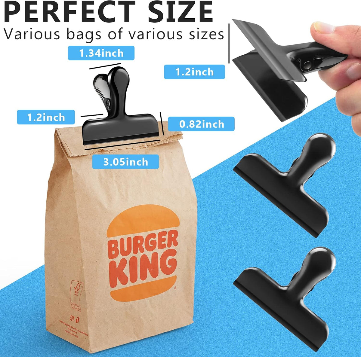 FINDMAG 8 Pack Chip Clips, Black Bag Clips for Home Pantry Use