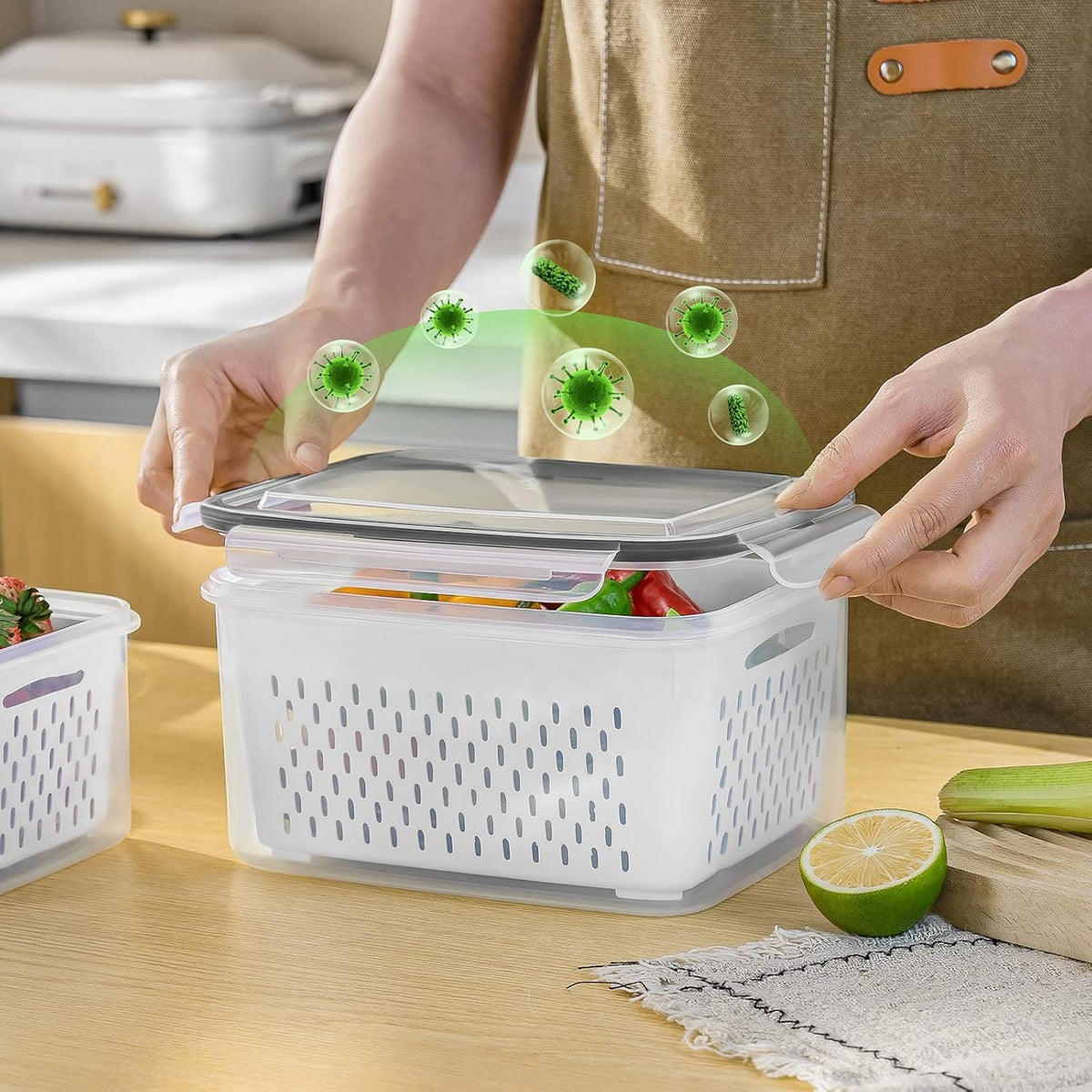 4 PCS Fruit Storage Containers for Fridge, Leakproof Produce Containers