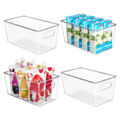 YIHONG Clear Pantry Storage Organizer Bins, 10 Pack Plastic Food Storage Bins with Handle for Kitchen,Refrigerator, Freezer,Cabinet Organization and Storage
