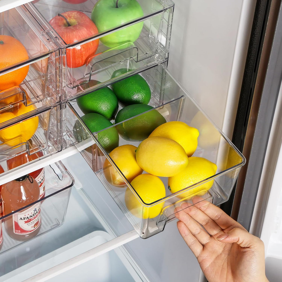 Vtopmart 4 Pack Stackable Clear Drawer with Dividers