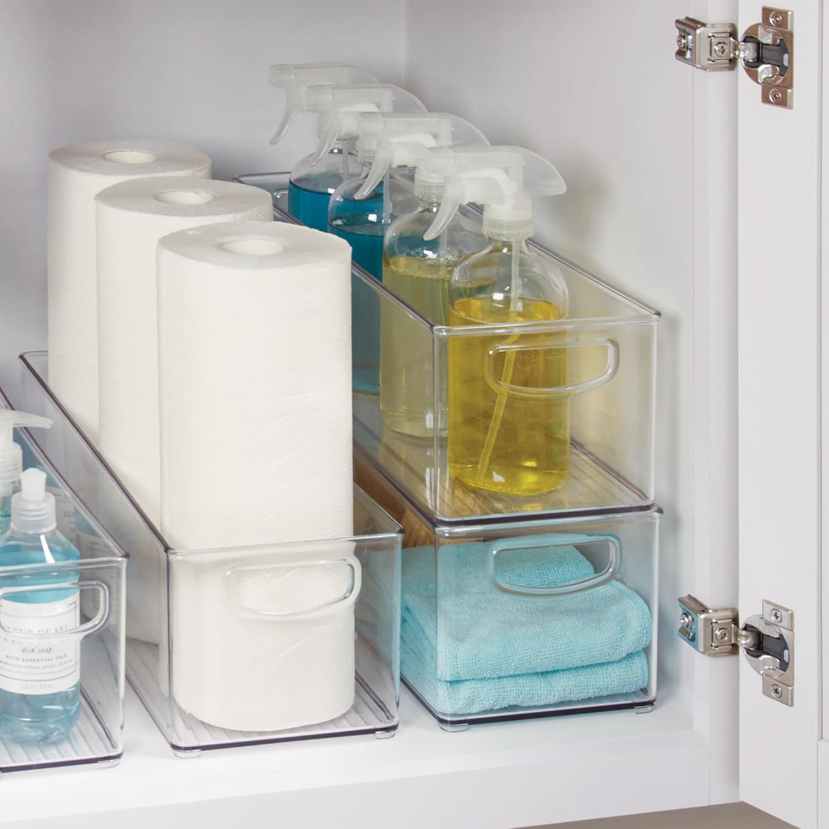 iDesign Plastic Stackable Pantry Bin with Handles, Clear