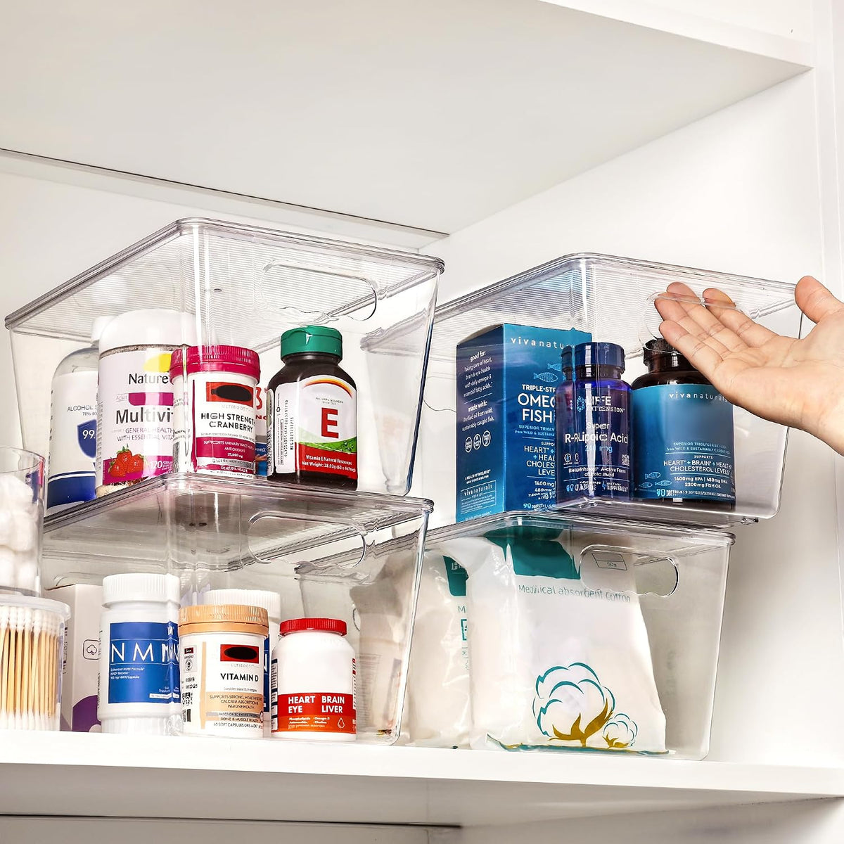 Vtopmart 2 Pack Clear Stackable Storage Bins with Lids and Handles, Large