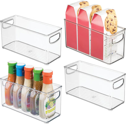 iDesign Slim Clear Plastic Stackable Storage Bin, Tall Narrow, 4-Pack