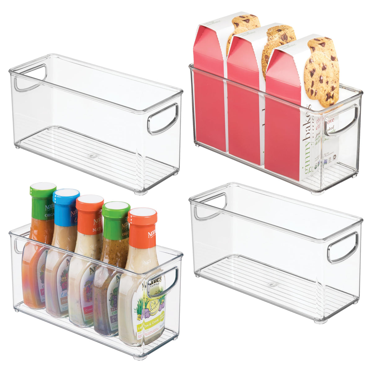 iDesign Slim Clear Plastic Stackable Storage Bin, Tall Narrow, 4-Pack