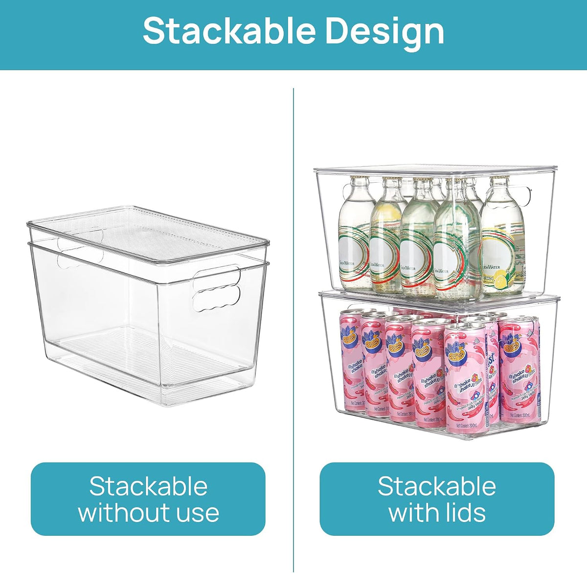 Vtopmart 8 Pack Clear Stackable Storage Bins with Lids and Handles, XLarge