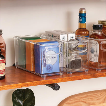 iDesign Slim Clear Plastic Stackable Storage Bin, Tall Narrow, 4-Pack