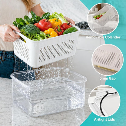 4 Pack Fruit Storage Containers for Fridge Set, BPA Free Produce Containers