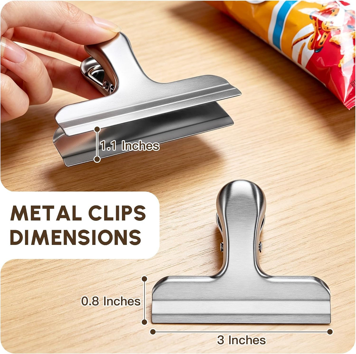 10PCS 3 Inch Chip Clips, Snap Food Bag Paper Clamps for Kitchen Office