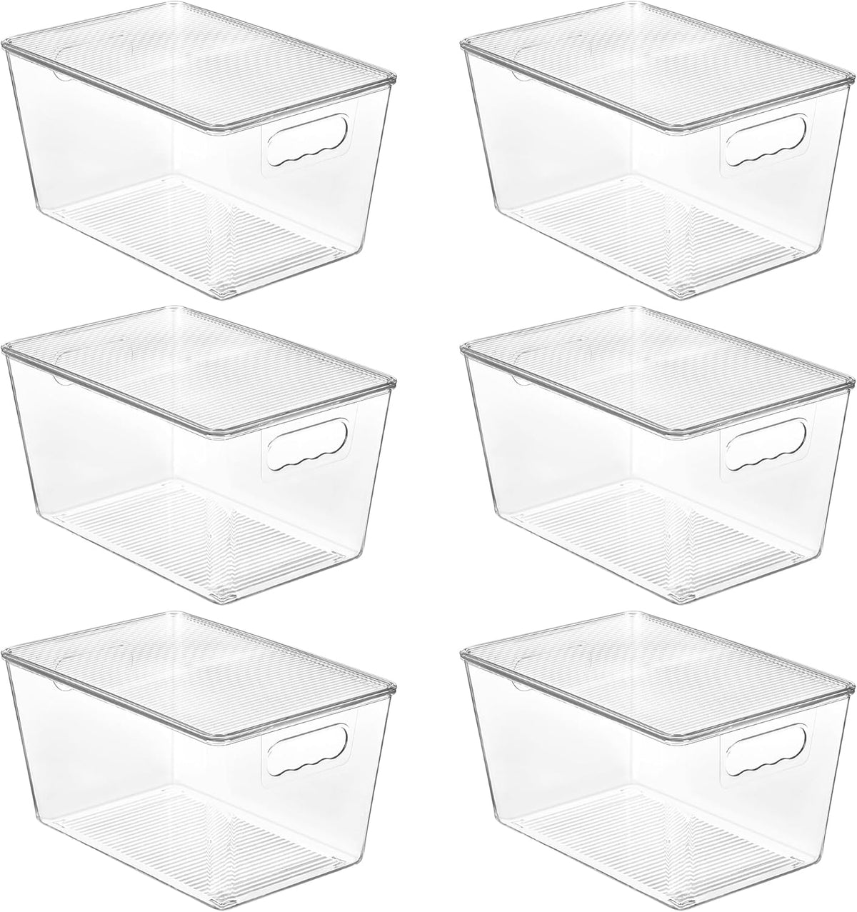 Vtopmart 6 Pack Clear Stackable Storage Bins with Lids and Handles, Large