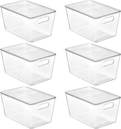 Vtopmart 6 Pack Clear Stackable Storage Bins with Lids and Handles, Large