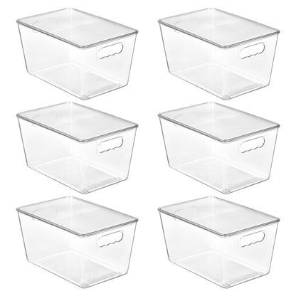 Vtopmart 6 Pack Clear Stackable Storage Bins with Lids and Handles, XLarge