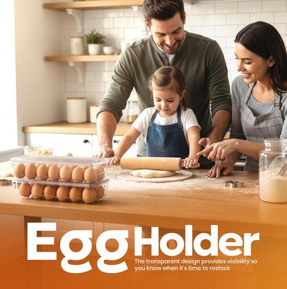 Utopia Home Egg Holder for Fridge, Stackable Egg Container, 2 Pack, Clear