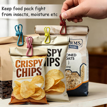 Chip Clips Bag 30 Pack – Heavy Duty Food Storage Sealing Clamps for Snack Bags & Bread – Multicolor Plastic Food Clips with Strong Spring Grip – Kitchen Organization Bag Sealer