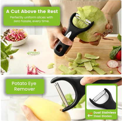 Spring Chef Stainless Steel Y Shaped Vegetable Peeler for Kitchen - Black