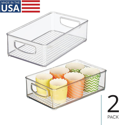 iDesign Stackable Pantry Bin with Handles, Set of 2, Clear