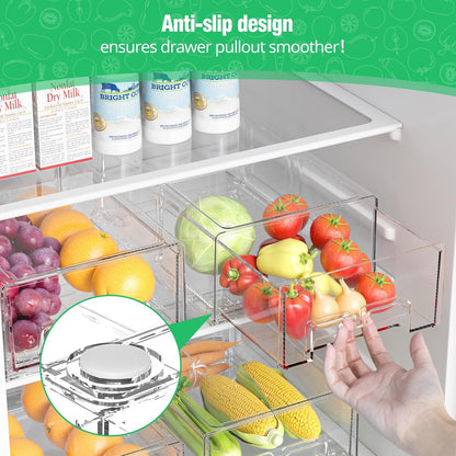 damynuo 2 Pack Fridge Drawer Organizer, Refrigerator Organizers and Storage