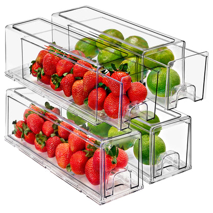 Sorbus Clear Stackable Storage Drawers for Refrigerator (Medium, 2 Pack)