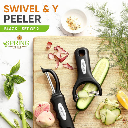 Spring Chef Swivel Vegetable Peeler & Y Potato Peeler w/Soft Grip Handles