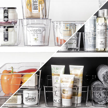 BINO | Stackable Storage Bins, Small - 2 Pack | THE STACKER COLLECTION | Clear Plastic | Built-In Handles | BPA-Free | Containers for Organizing Kitchen Pantry | Multi-Use Organizer