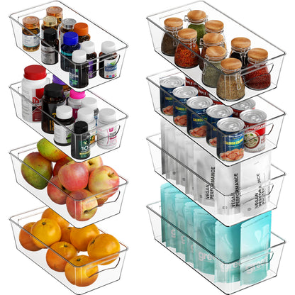 Simple Houseware 4 Pcs Pantry Clear Bin Storage Organizer, 14" x 7" x 3.75"