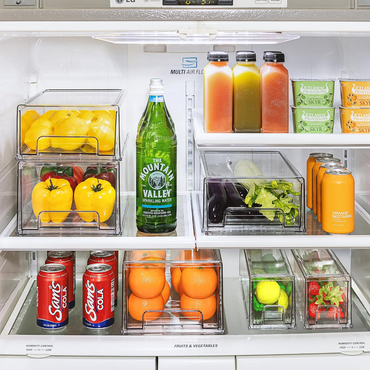 Sorbus Clear Stackable Storage Drawers for Refrigerator (Medium, 2 Pack)