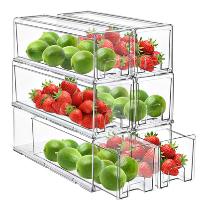 Sorbus Clear Stackable Storage Drawers for Refrigerator (Medium, 2 Pack)